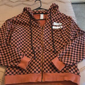 Womens Checkered Jacket - Black and Brown - SALTY HONEY